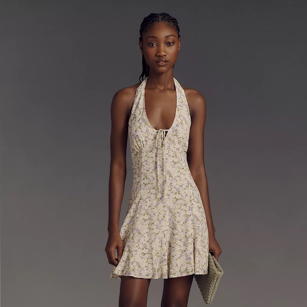NWT! Anthropologie Maeve Sleeveless Halter Mini Dress - Size XL 🐸 - Picture 4 of 8